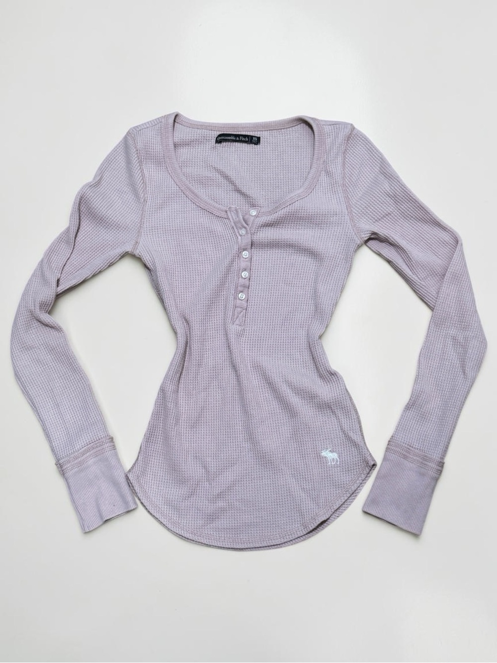 Abercrombie and Fitch Vintage Waffle Knit Henley Blush Pink XS